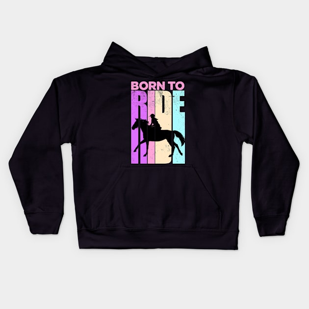 Vintage Horse Riding Kids Hoodie by RichyTor